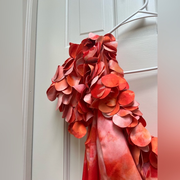 Rene Ruiz Collection One Shoulder Fit and Flare Scuba 3D Appliqué Gown - Picture 4 of 16